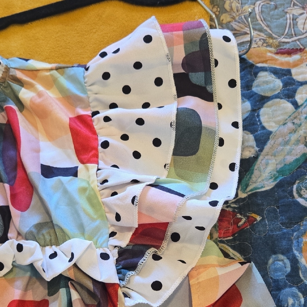 SHEIN Multicolor Abstract Ruffle Blouse - Picture 4 of 6